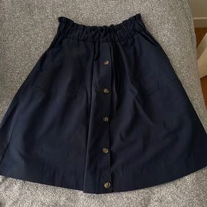 SHEIN Women's Navy Buttoned Skirt Stylish Medium Length Black Size Small M